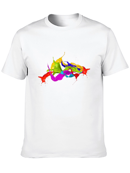 Vibrant Splatter Art Black T-Shirt