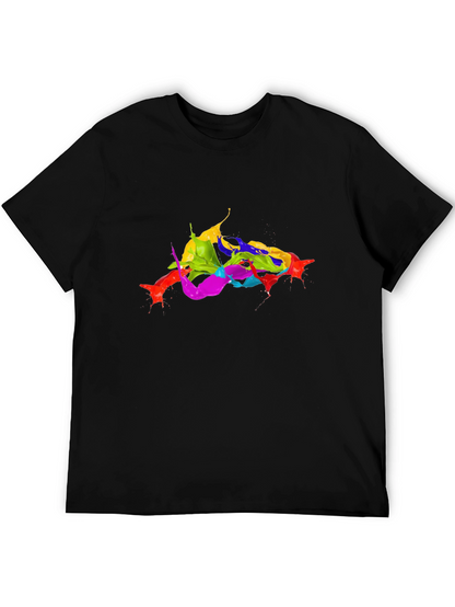 Vibrant Splatter Art Black T-Shirt