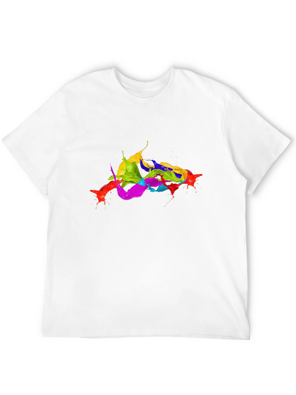 Vibrant Splatter Art Black T-Shirt