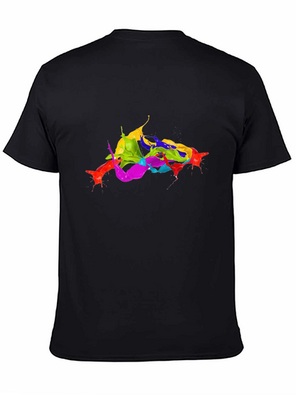 Vibrant Splatter Art Black T-Shirt