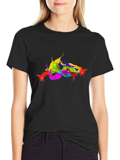 Vibrant Splatter Art Black T-Shirt