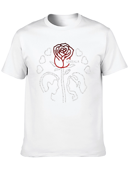 Linedala Rose Love Graphic Black T-Shirt