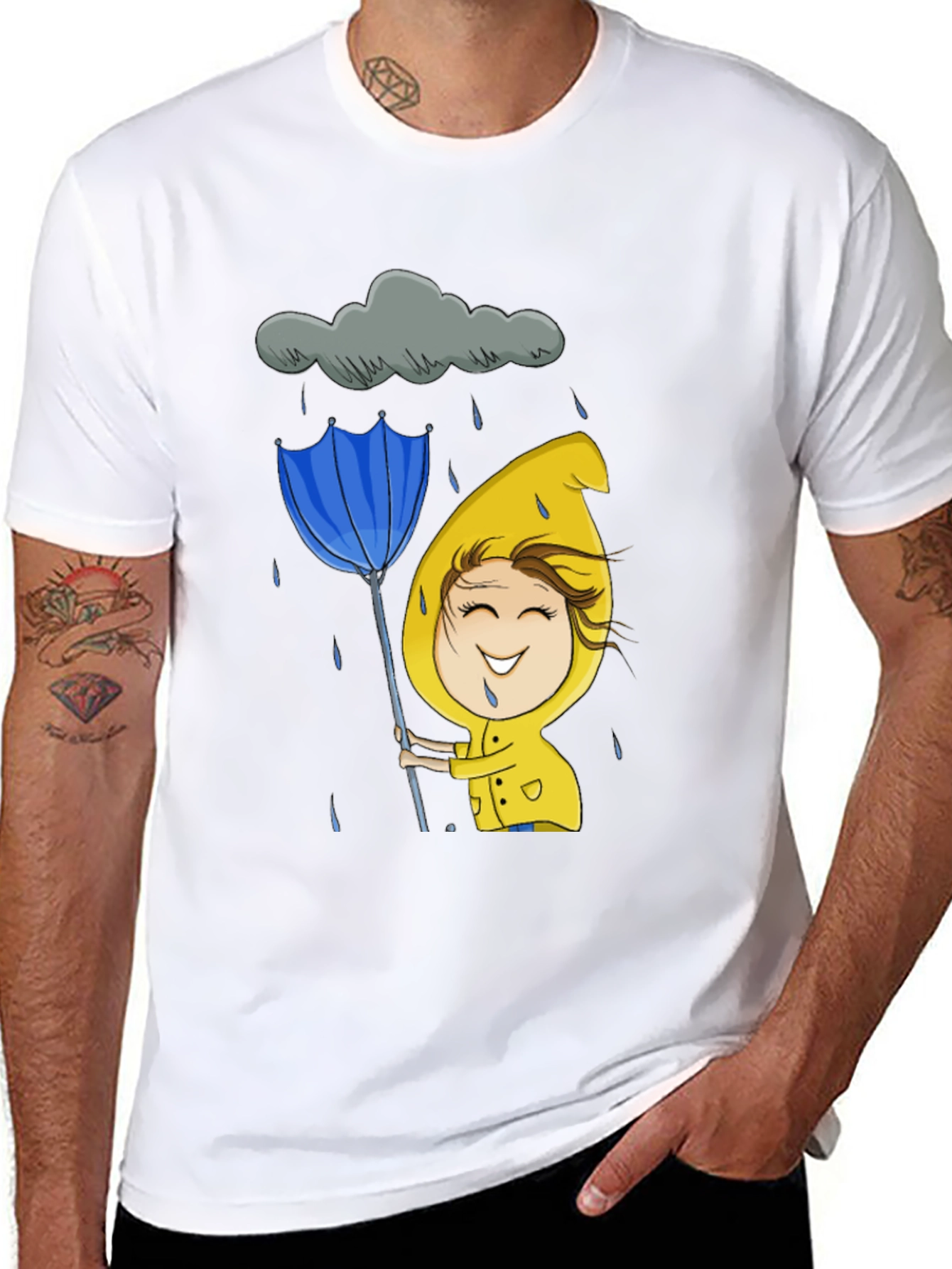 Rainy Day Cartoon Graphic Tee