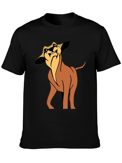 Cartoon Dog Graphic Tee - Soft Black Cotton