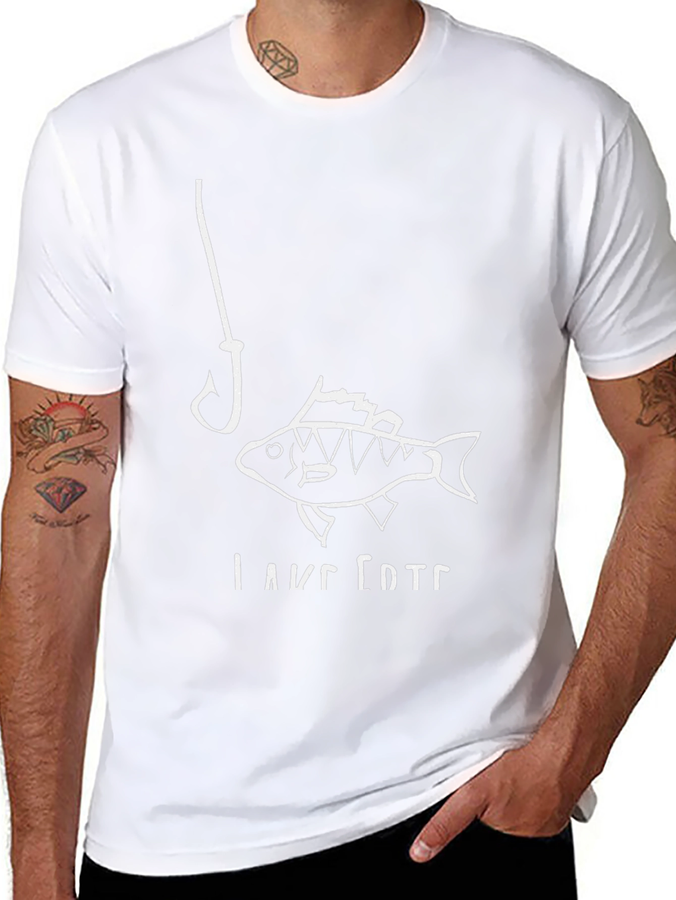 Fishing Hook and Fish Graphic T-Shirt