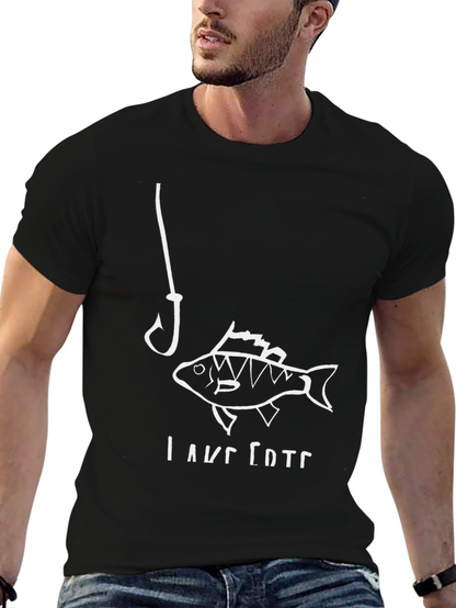 Fishing Hook and Fish Graphic T-Shirt