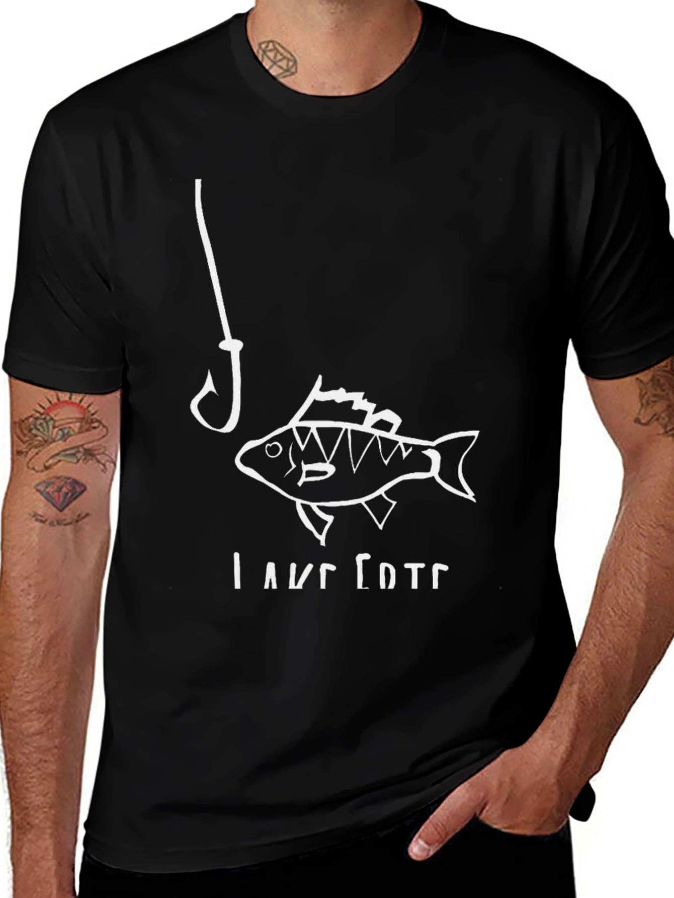 Fishing Hook and Fish Graphic T-Shirt