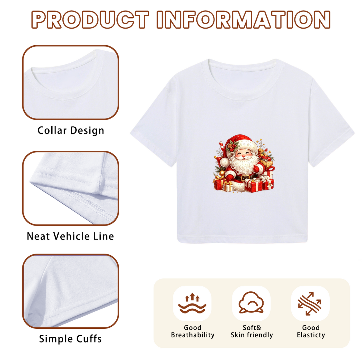 Vintage Santa Claus With Gifts Festive Christmas Crop Top