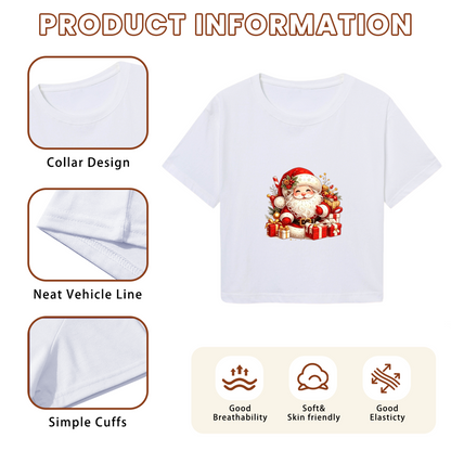 Vintage Santa Claus With Gifts Festive Christmas Crop Top