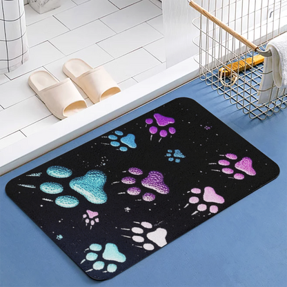 Colorful Galaxy Paw Print Diatomite Non?Slip Bath Mat