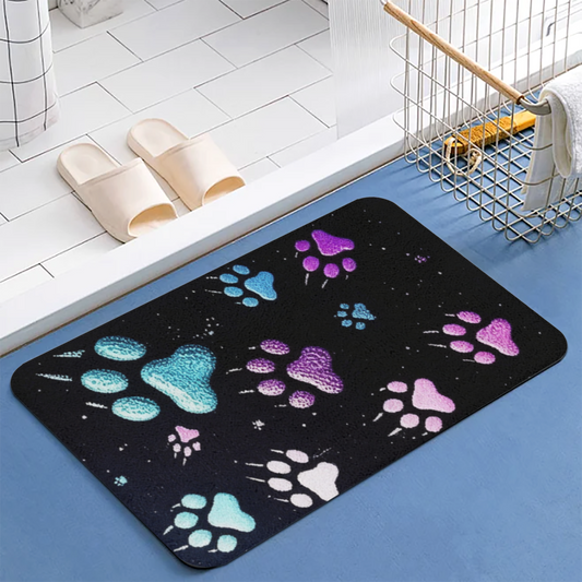 Colorful Galaxy Paw Print Diatomite Non?Slip Bath Mat