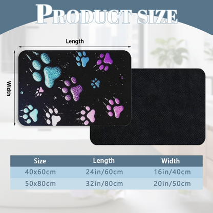 Colorful Galaxy Paw Print Diatomite Non?Slip Bath Mat