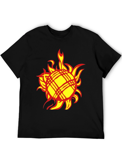 Fiery Sun Graphic Tee - Bold Black Cotton T-Shirt