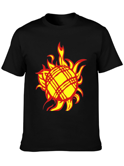Fiery Sun Graphic Tee - Bold Black Cotton T-Shirt
