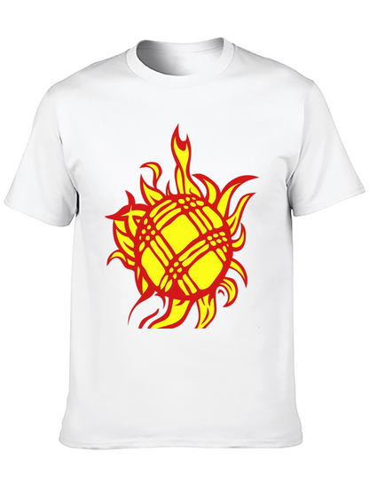Fiery Sun Graphic Tee - Bold Black Cotton T-Shirt
