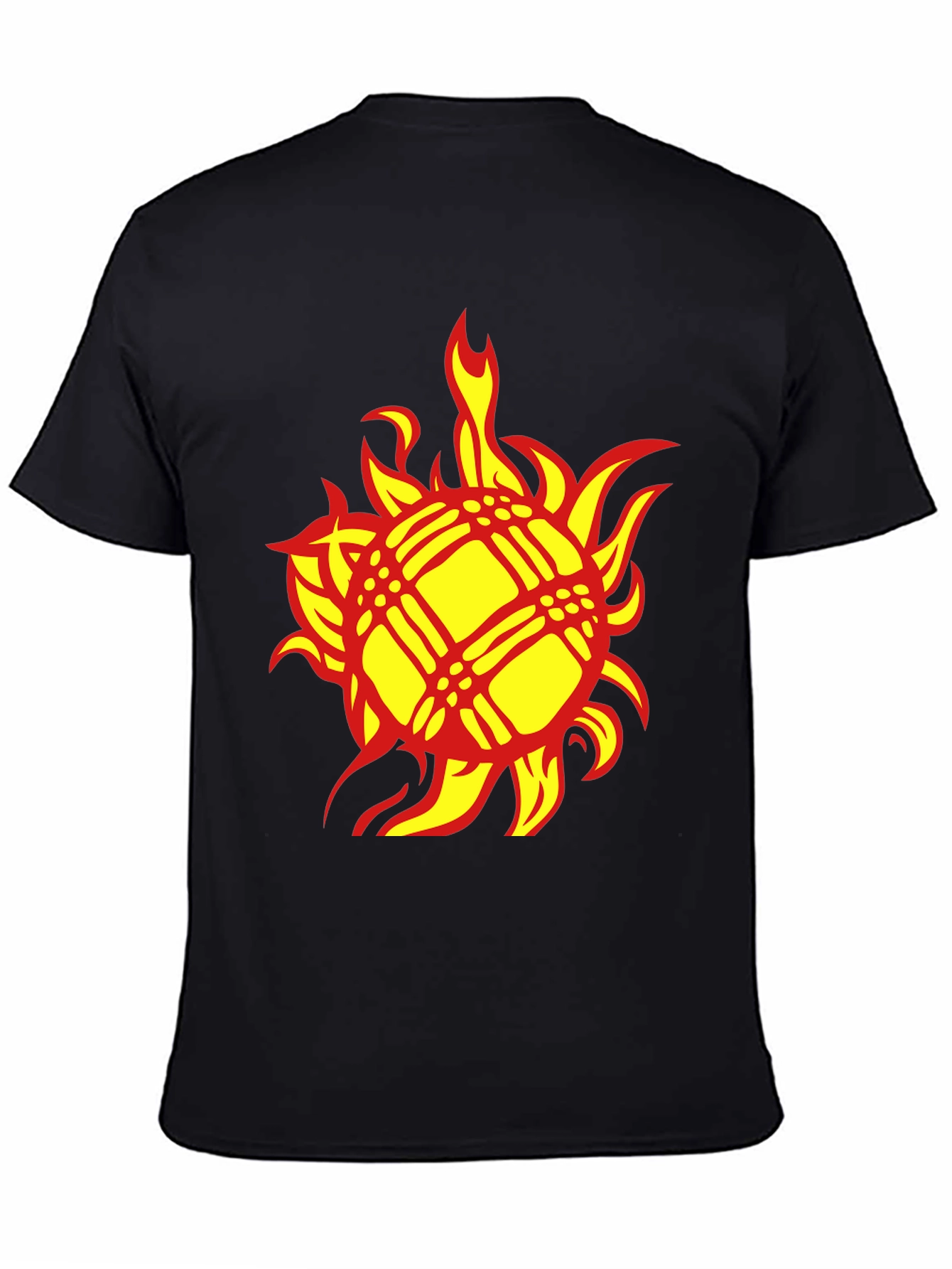 Fiery Sun Graphic Tee - Bold Black Cotton T-Shirt