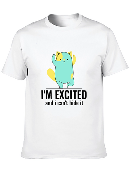 Excited Cat Graphic Tee - Soft Cotton Blend