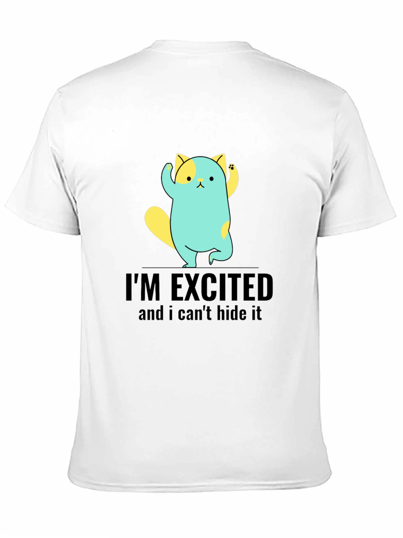 Excited Cat Graphic Tee - Soft Cotton Blend
