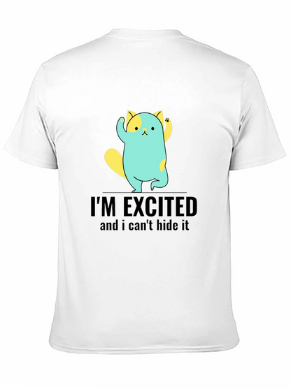 Excited Cat Graphic Tee - Soft Cotton Blend