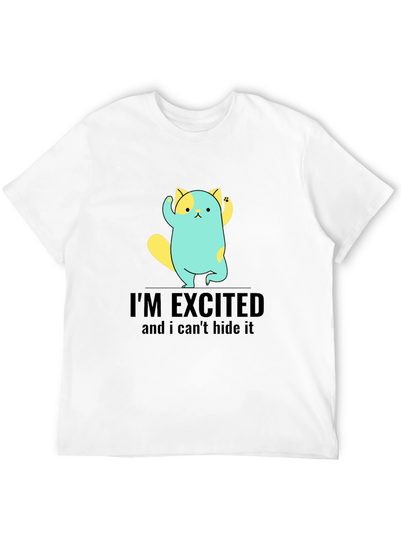 Excited Cat Graphic Tee - Soft Cotton Blend