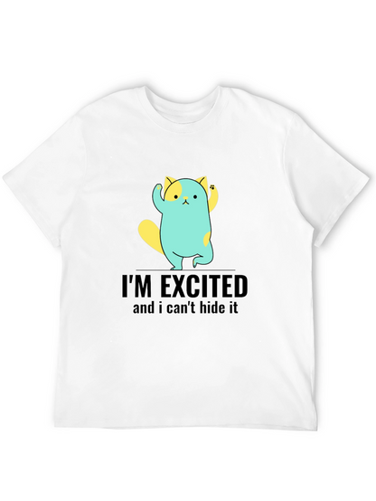 Excited Cat Graphic Tee - Soft Cotton Blend