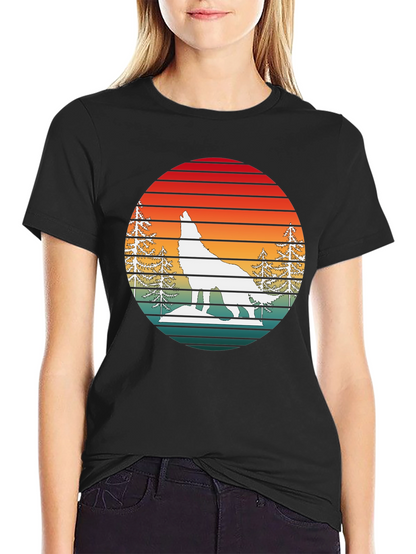 Retro Sunset Wolf Graphic T-Shirt