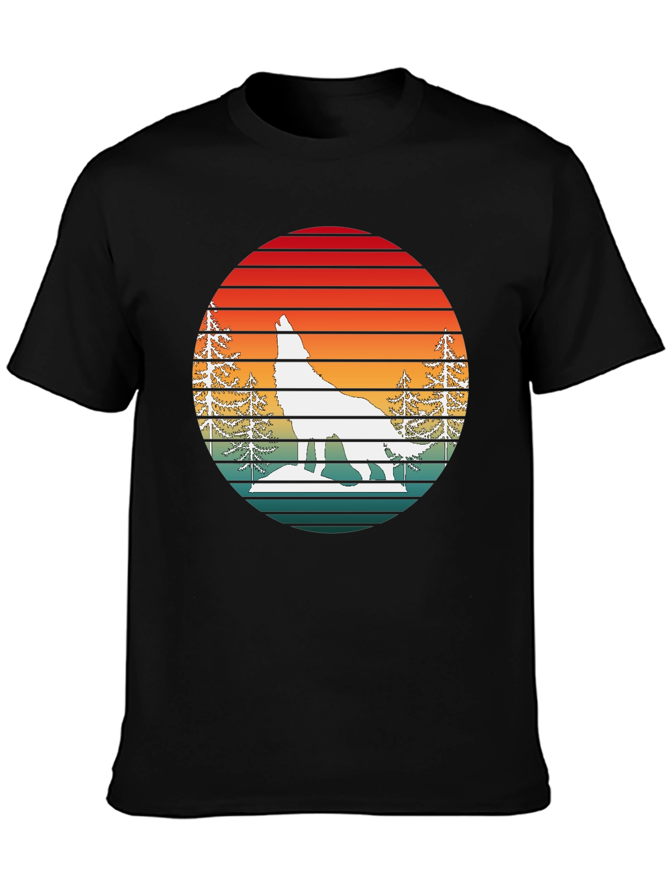 Retro Sunset Wolf Graphic T-Shirt