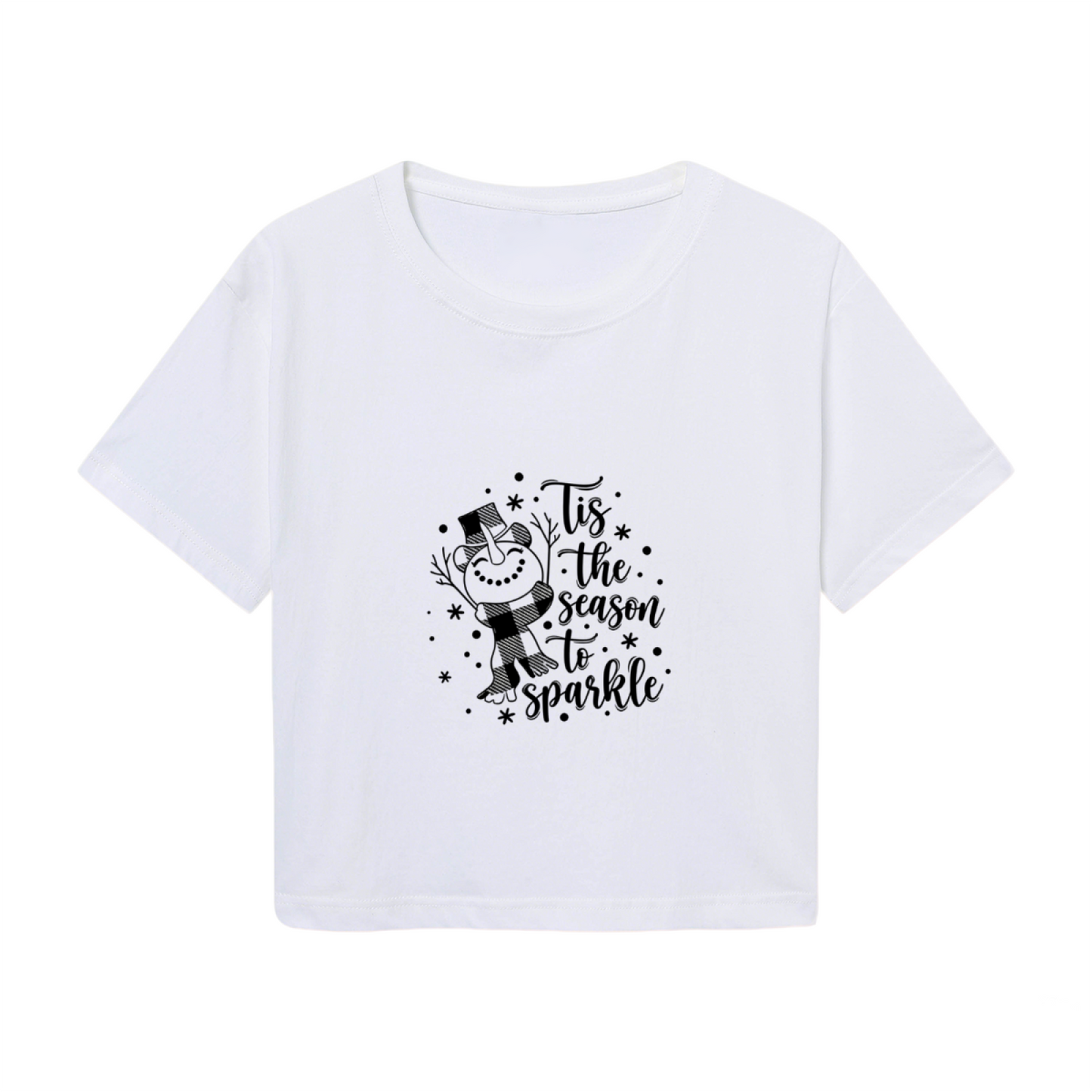Tis The Season To Sparkle Cute Snowman Women Crop Top