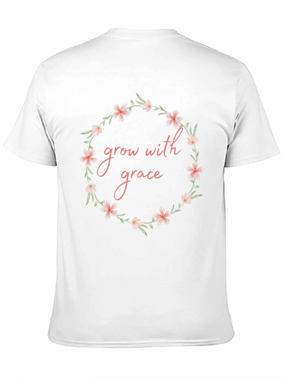 Grow with Grace Floral Wreath Graphic T-Shirt