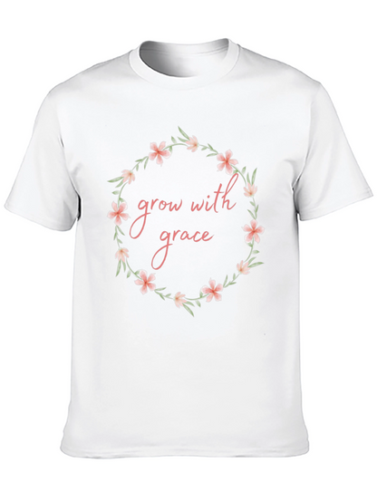 Grow with Grace Floral Wreath Graphic T-Shirt