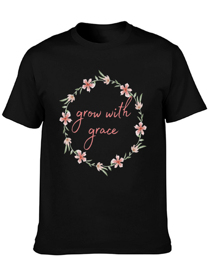 Grow with Grace Floral Wreath Graphic T-Shirt