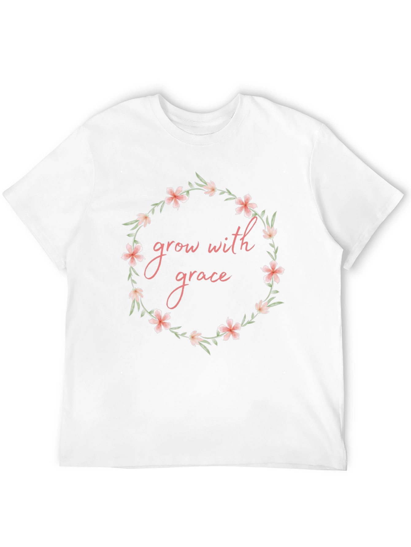 Grow with Grace Floral Wreath Graphic T-Shirt