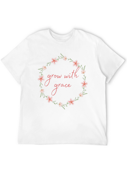 Grow with Grace Floral Wreath Graphic T-Shirt
