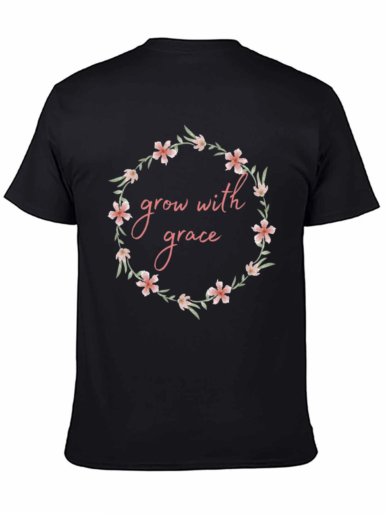 Grow with Grace Floral Wreath Graphic T-Shirt