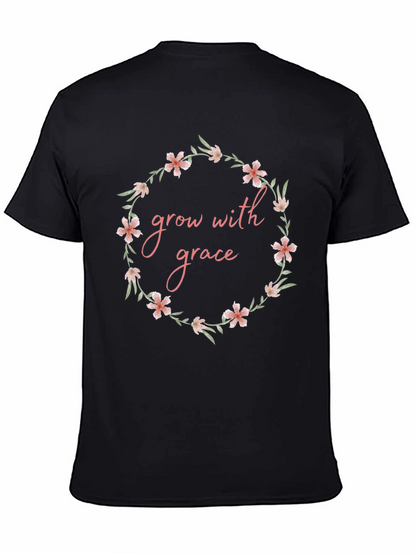 Grow with Grace Floral Wreath Graphic T-Shirt