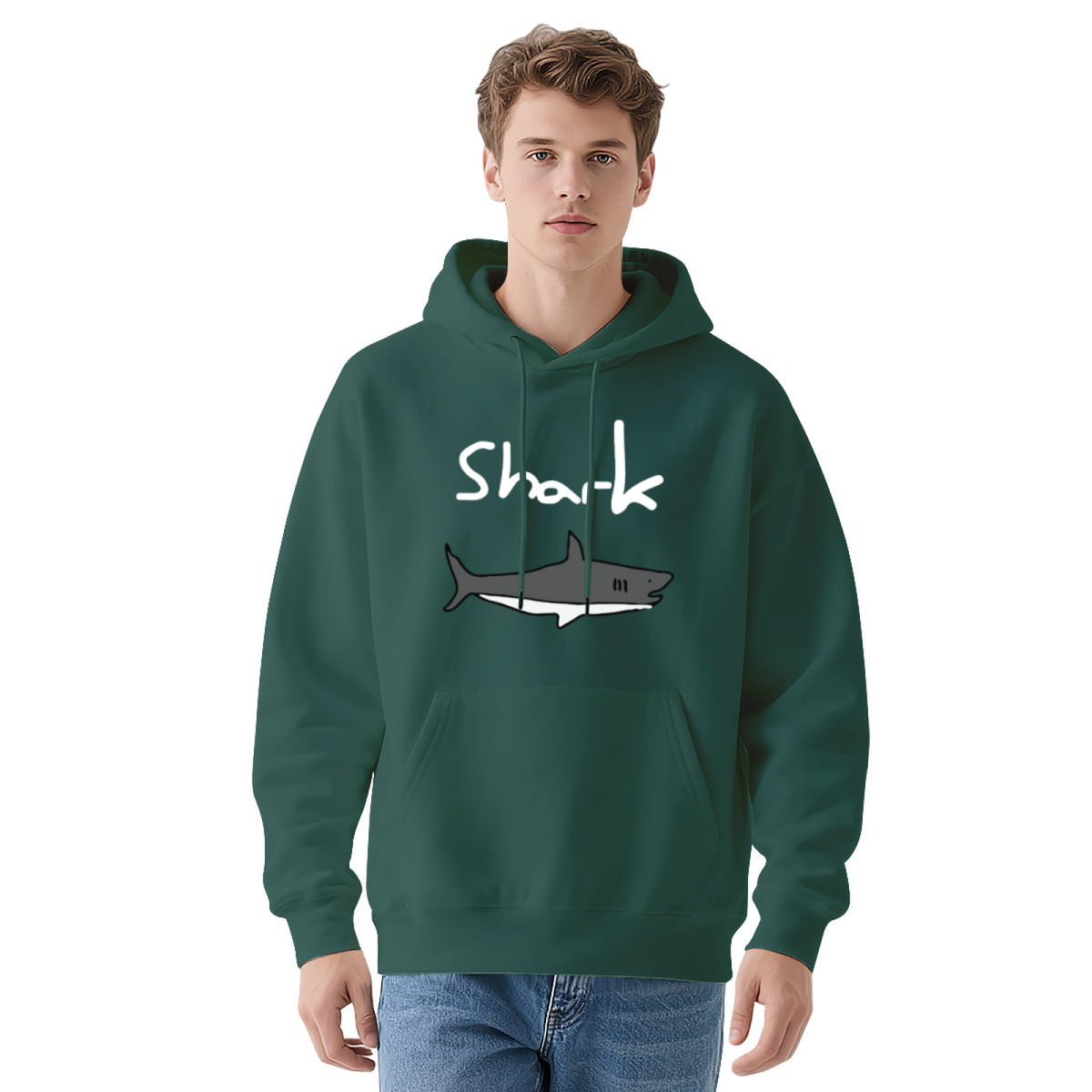 Handwritten Shark Text Graphic Hoodie