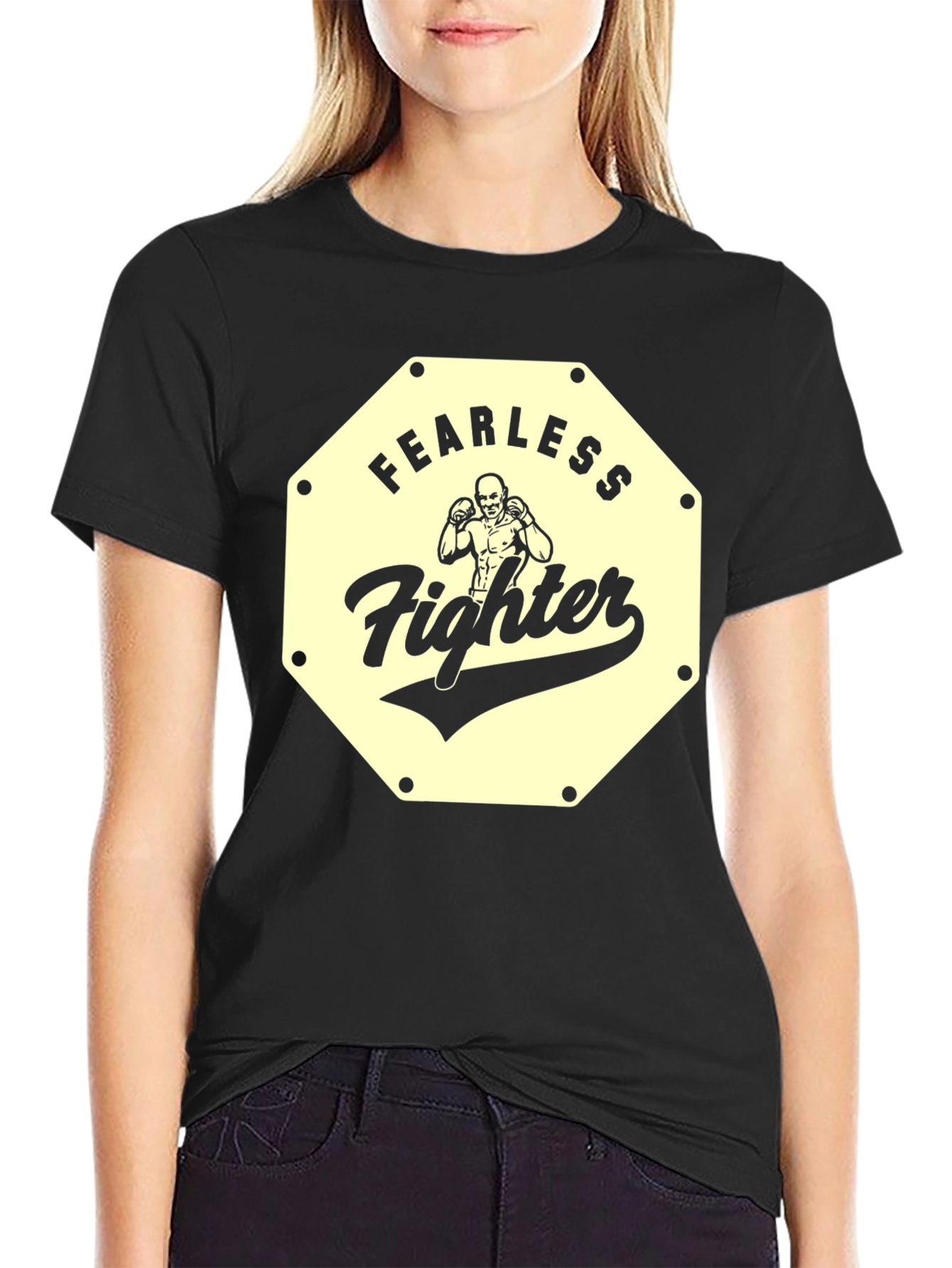 Fearless Fighter Graphic Tee - Black