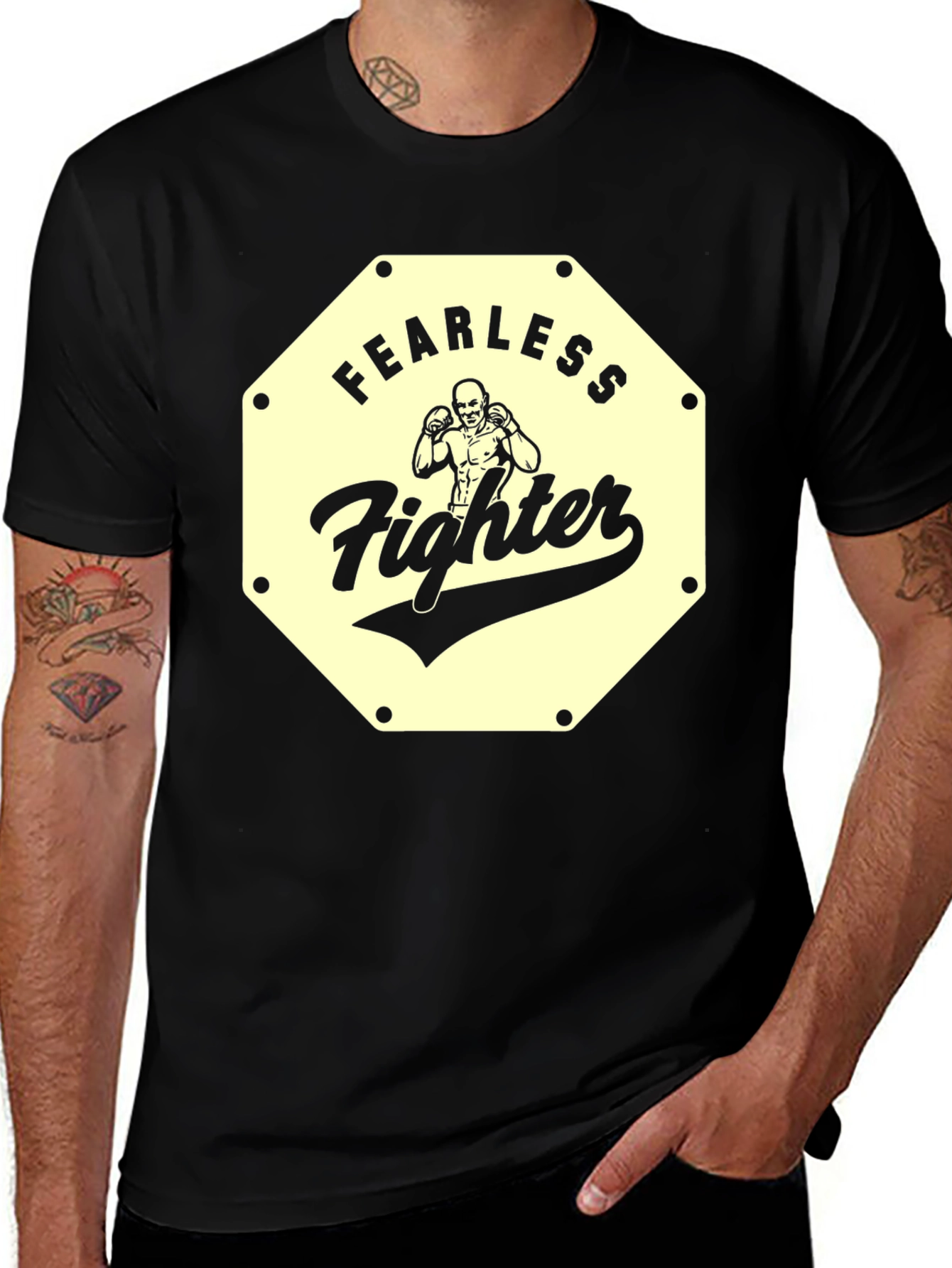 Fearless Fighter Graphic Tee - Black