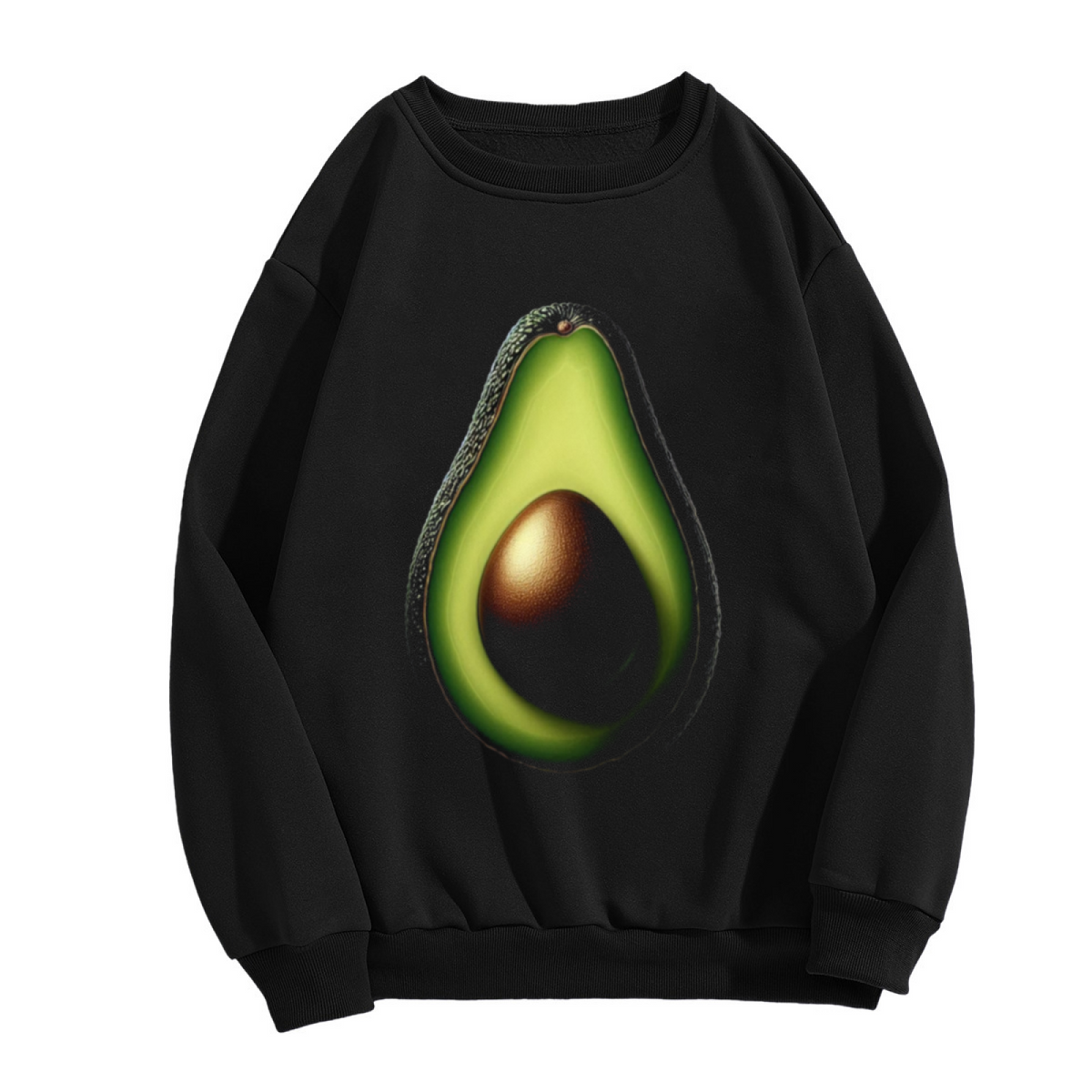Avocado Half Sweatshirt - Realistic Avocado Fruit Crewneck, Cute Foodie Snack Pullover, Avo Lover Gift Sweatshirt, Healthy Food Top