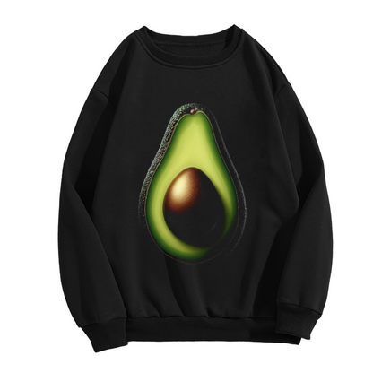 Avocado Half Sweatshirt - Realistic Avocado Fruit Crewneck, Cute Foodie Snack Pullover, Avo Lover Gift Sweatshirt, Healthy Food Top