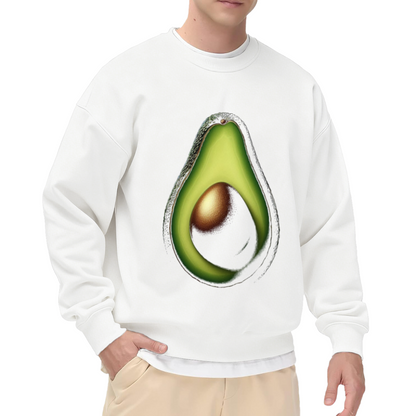 Avocado Half Sweatshirt - Realistic Avocado Fruit Crewneck, Cute Foodie Snack Pullover, Avo Lover Gift Sweatshirt, Healthy Food Top