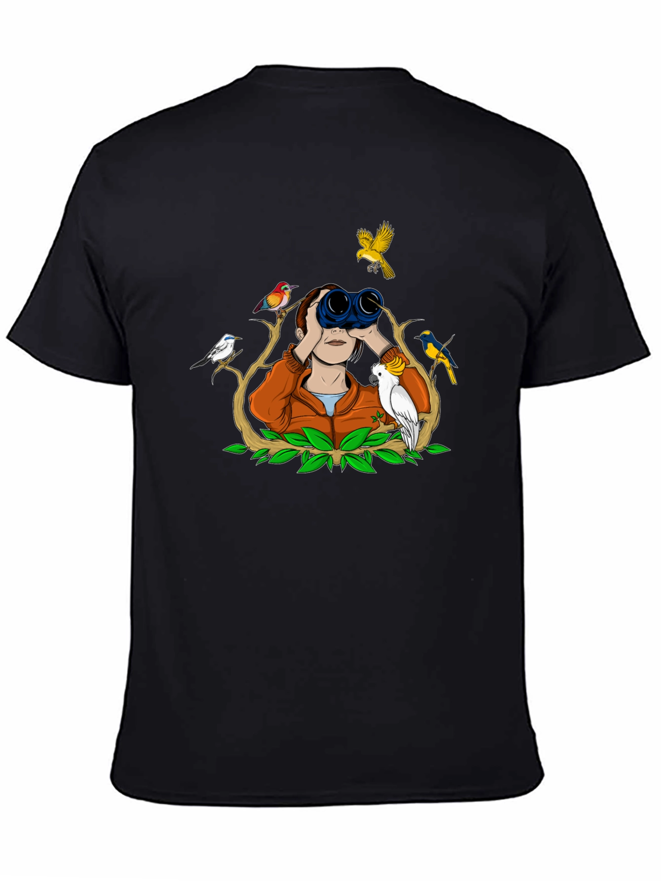 Bird Watching Tee - Binoculars and Birds Design