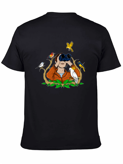 Bird Watching Tee - Binoculars and Birds Design