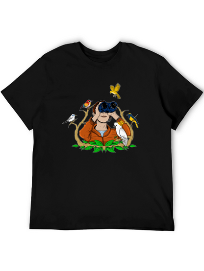 Bird Watching Tee - Binoculars and Birds Design