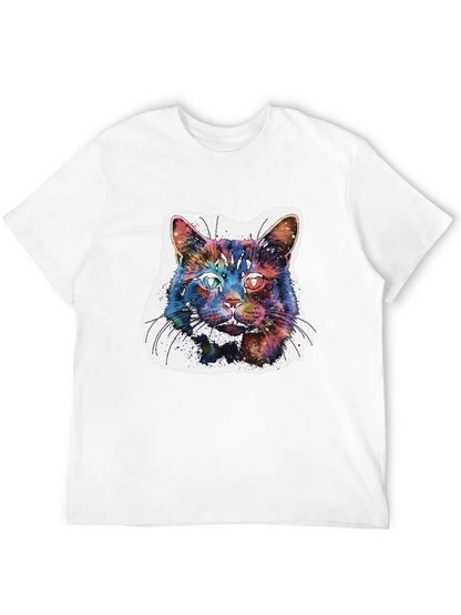 Galaxy Cat Graphic T-Shirt - Cosmic Feline Tee