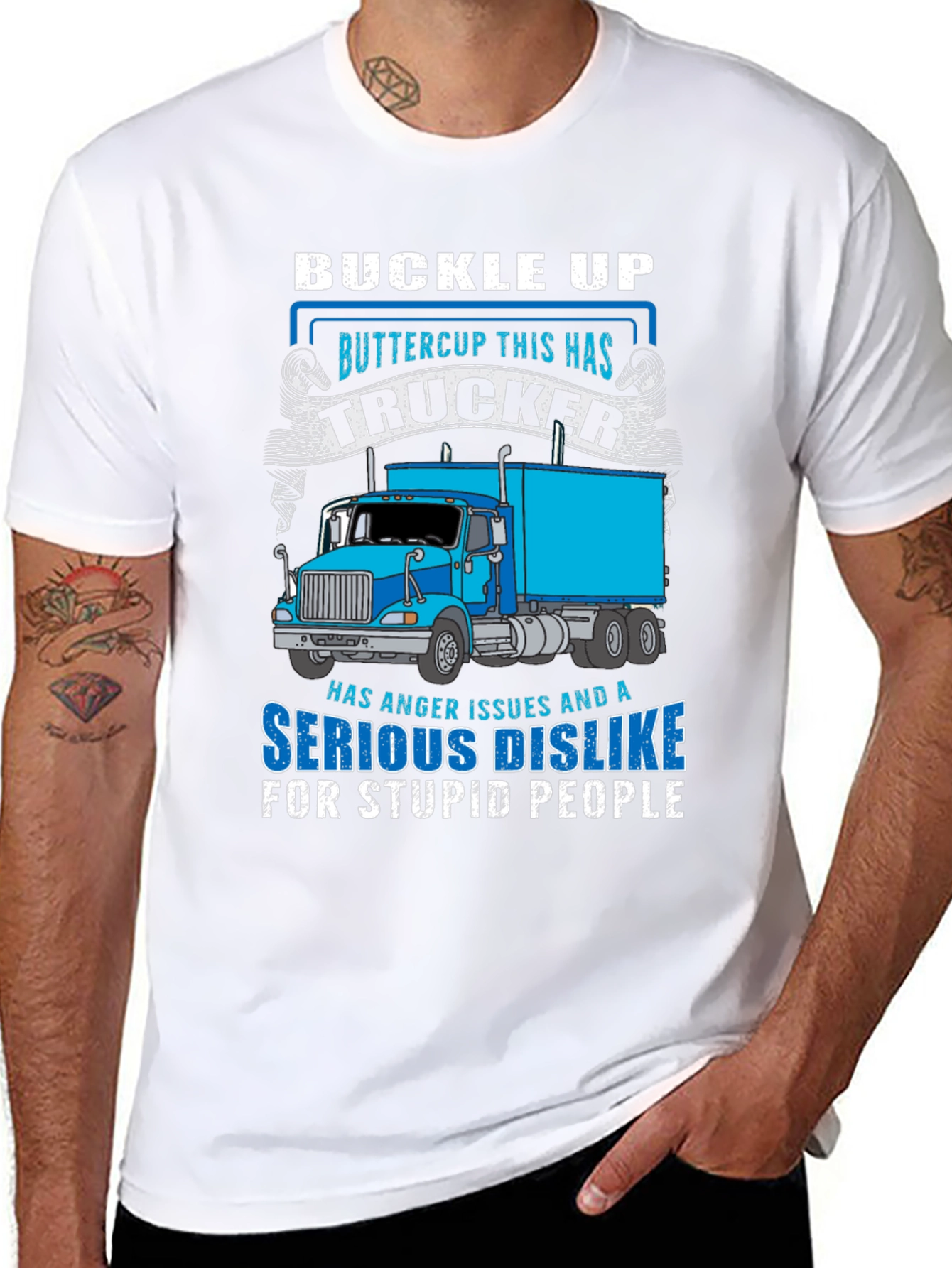 Trucker T-Shirt - Buckle Up Buttercup