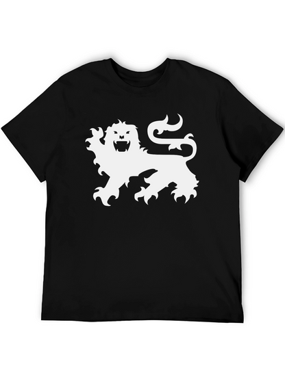 Black T-Shirt with White Lion Graphic