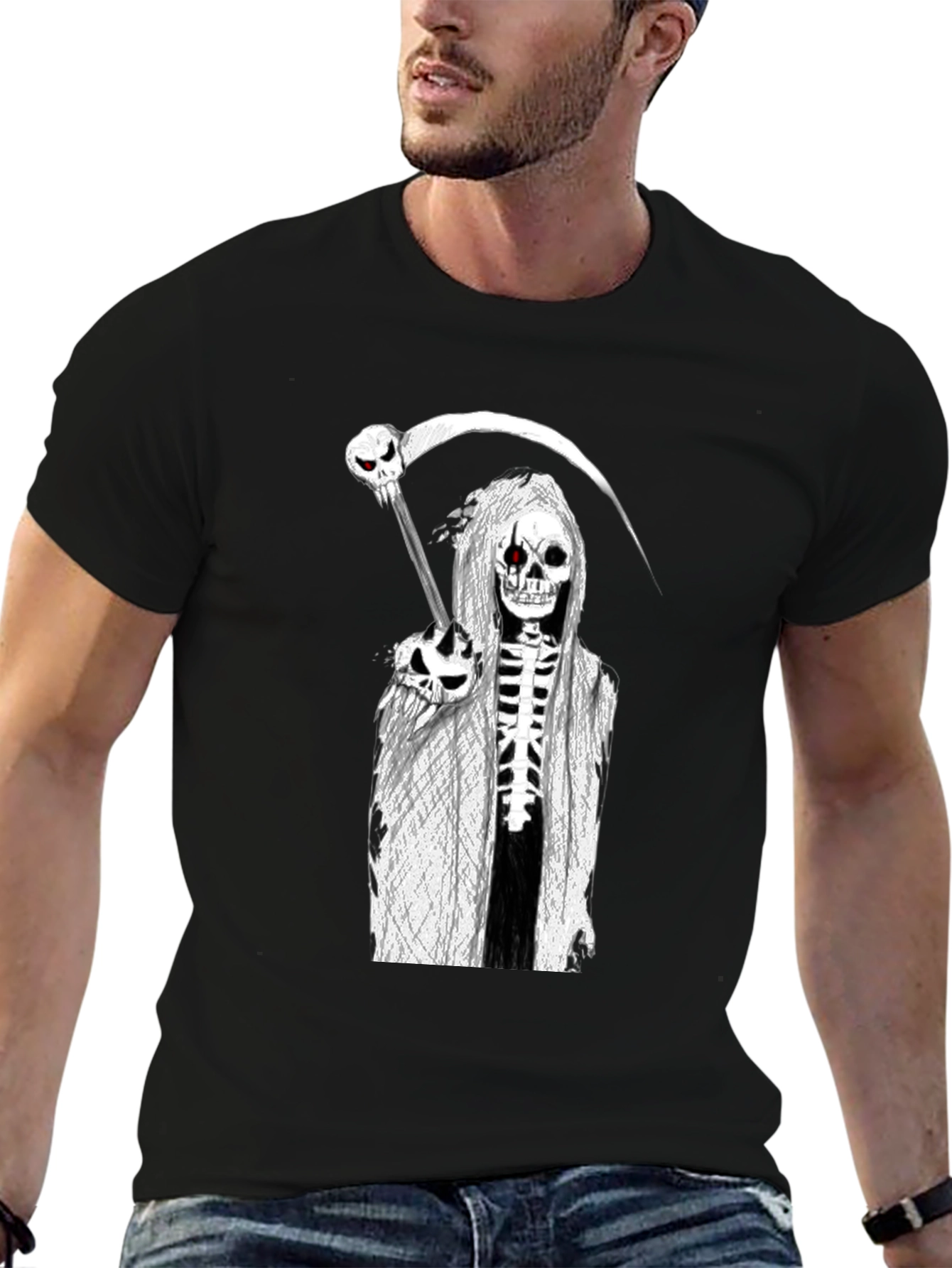 Grim Reaper Graphic Tee - Death Skull Design