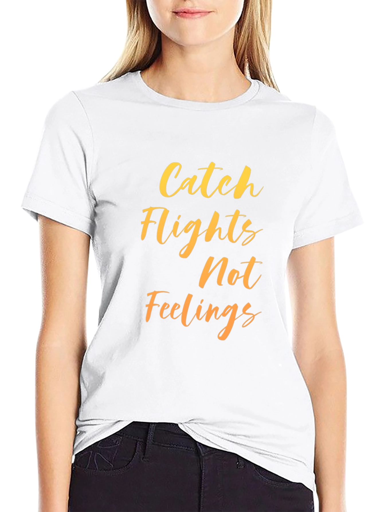 Catch Flights Not Feelings Graphic Tee - Black