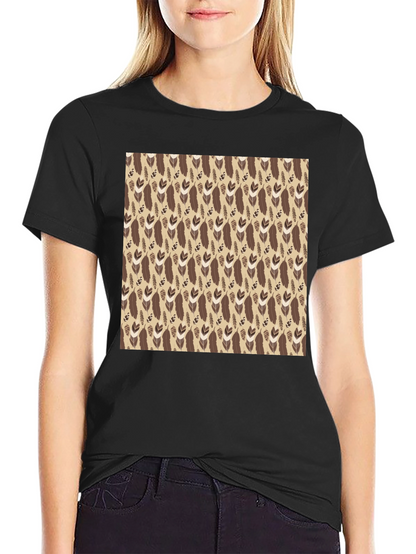Tribal Feather Print Crew Neck T-Shirt